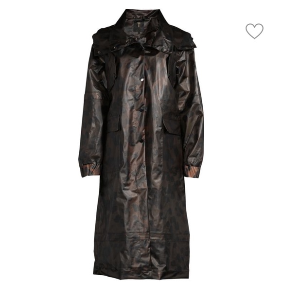 NWT TED BAKER Rosalei Brown Translucent Hooded Printed Rain Mac Coat size medium - Picture 5 of 5